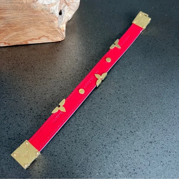 Louis Vuitton Red Brown Bracelet with Gold Accents - Picture 11 of 12